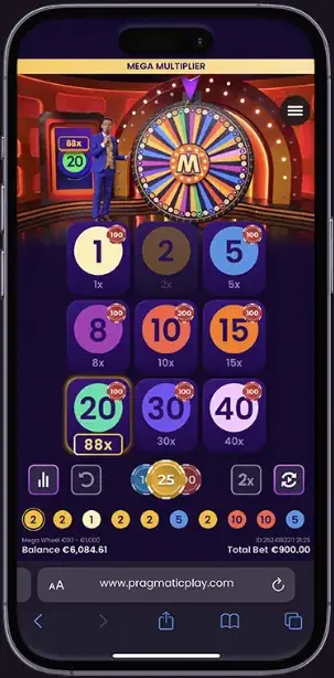 Mega Wheel - estúdio e roda do jogo