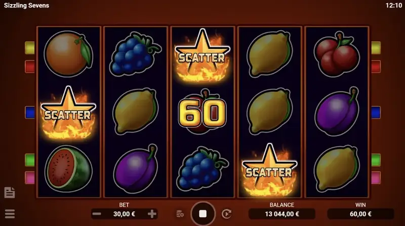 Sizzling Sevens - captura de tela do jogo